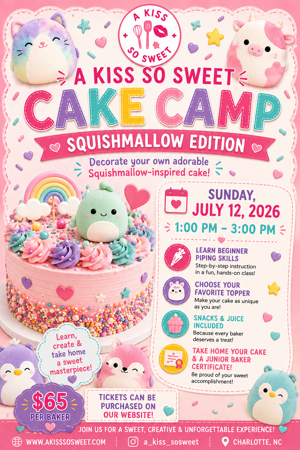 A Kiss So Sweet Cake Camp – Squishmallow Edition